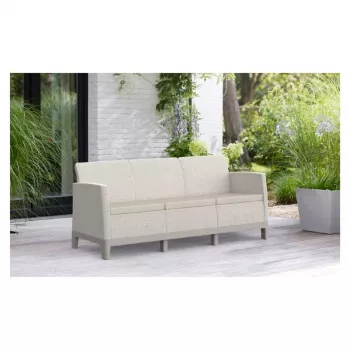 KETER Gartensofa Zweisitzer Scandi Form 3-Sitzer Sofa Kieselgrau/Hellbeige