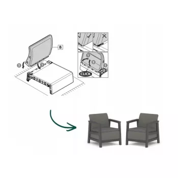 KETER Gartenstühle 2 Stk. Scandi Linea grau