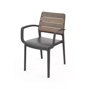 KETER Gartenstuhl Deco Porto Sessel Walnuss/Grau