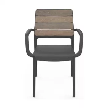 KETER Gartenstuhl Deco Porto Sessel Walnuss/Grau