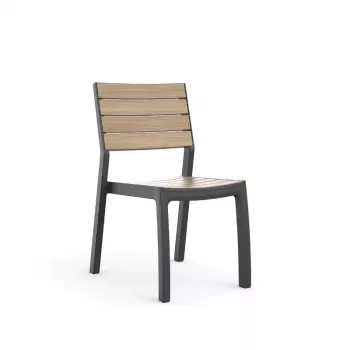 KETER Gartenstuhl Deco Corale Teak-Optik/Grau