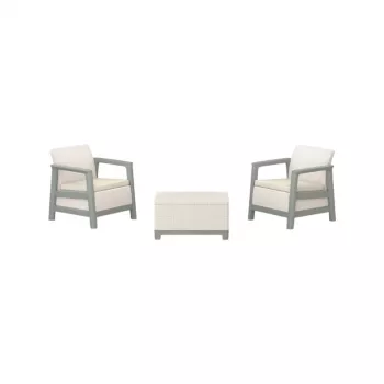 KETER Gartenmöbel-Set Scandi Linea Balkon-Set kieselgrau/salbeigrün Steinton