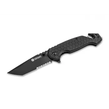 Dönges Basic Tactical Klappmesser 01DG003 Schwarz Edelstahl Drop Point Combination Edge