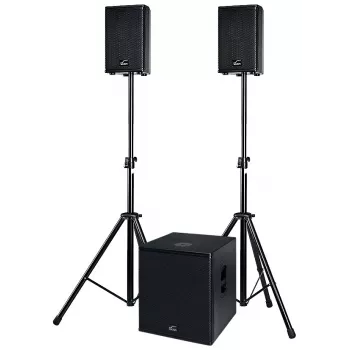 ACT SOL8SISAS Solton ACT SAT Aktives 2.1 PA-System 1000W RMS mit 15-Zoll-Subwoofer und 8-Zoll-Satelliten