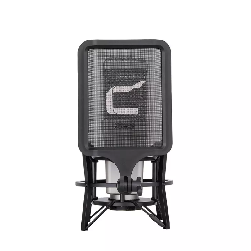 Comica STM01 USB-Kondensatormikrofon mit Nierencharakteristik, 24-bit/48kHz, Echtzeit-Monitoring, Gain-Regler, Stummschaltung, Ganzmetallgehäuse, Tischständer, Pop-Filter