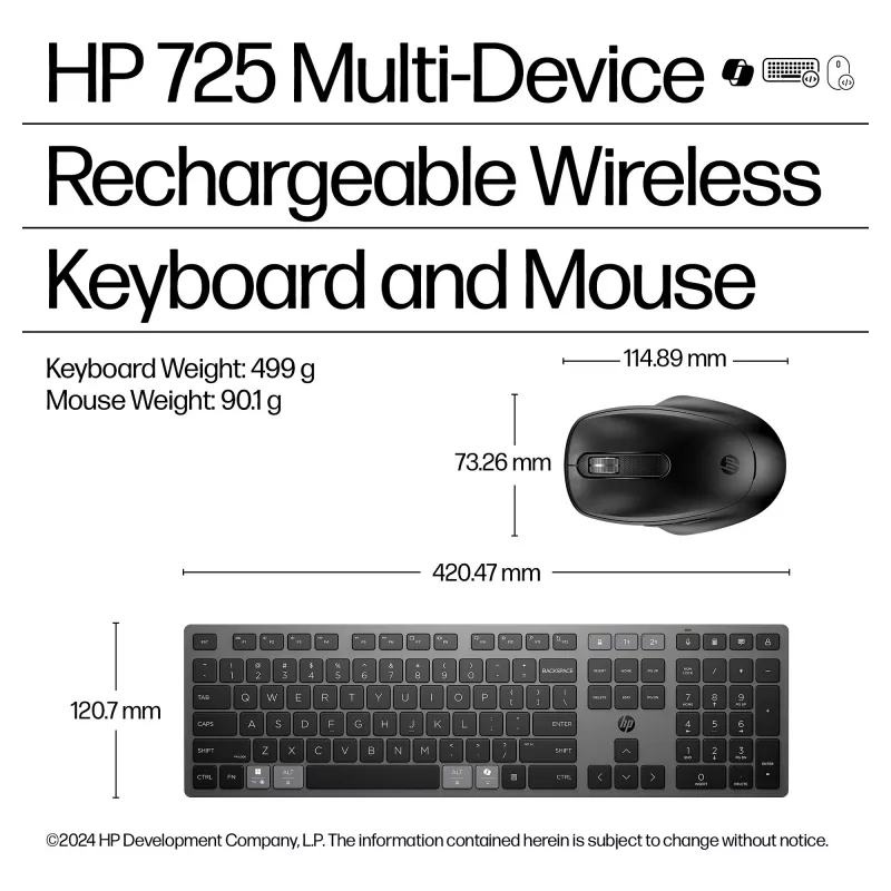 HP 720 Multi-Device Kabellose Tastatur und Maus Combo - Twilight Black 9T5A9AA#ABD