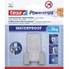 tesa Powerstrips Rasiererhalter WAVE WASSERFEST, Edelstahl, für Nassbereiche (Dusche/Badezimmer), 1 Stück