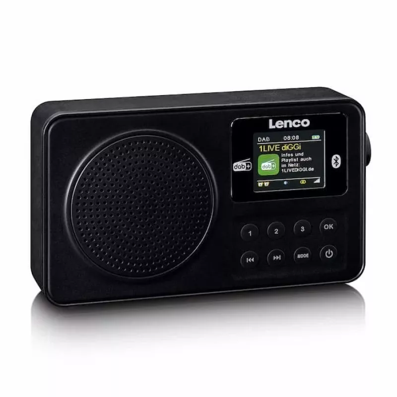 Lenco PDR-033BK tragbares DAB+/FM-Radio mit Bluetooth und wiederaufladbarem Akku - Schwarz