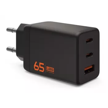 UAG SRGE 65W GaN Wandladegerät - 2x USB-C, 1x USB-A, Schwarz