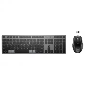 HPINC HP 725 - Tastatur-und-Maus-Set - multifunktional, wiederaufladbar, betrieben mit Superkondensator - full size - kabellos - Nachtfall Schwarz -