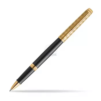 Waterman Hemisphere Rollerball-Stift - Fein, Glänzend Schwarz mit Chrom-Zierringen, Geschenkbox 2225136