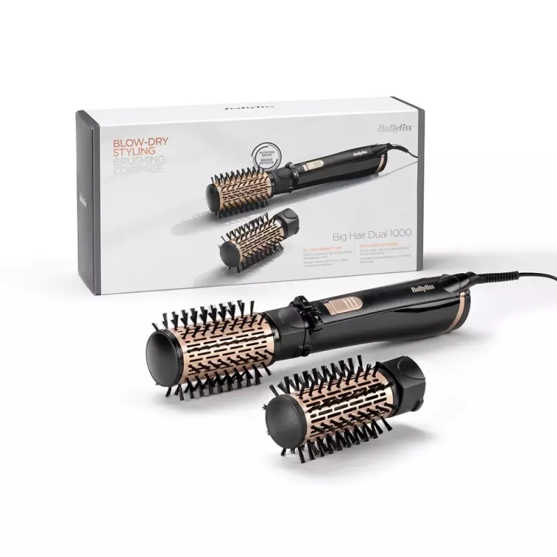 BaByliss Big Hair Dual Rotating Hot Air Styler, 1000 W, Schwarz/Gold