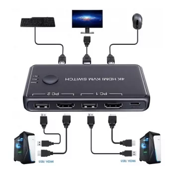 Exertis Connect Mini KVM-Switch, 2 Port, HDMI / USB (060182)