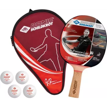 Donic Schildkröt 788450 Tischtennisschläger für Anfänger und Freizeitspieler - Schwarzer Belag, Holzgriff, konkav, 5-schichtiges Holz, 1,0 mm Schwamm, ITTF nicht zugelassen