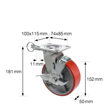 Wagner design yourself Schwerlast-Lenkrolle RO 0115 Rot 100 mm 150 kg 4011501