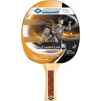 DONIC SCHILDKRÖT Champs Line 300 Tischtennisschläger - FSC-zertifiziertes 5-fach Spezial-Sperrholz, Jade-Belag, konkavier Griff, Anfänger 705132