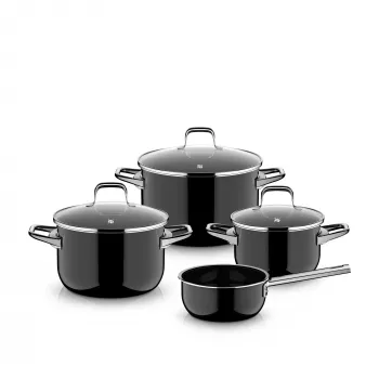 WMF Fusiontec Essential Pro 4-teiliges Kochgeschirr-Set Schwarz 3201114047