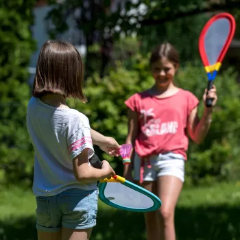 SCHILDKROT Giant Racket-Set Blau/Rot, überdimensionale Schläger mit Netz bespannt 970150