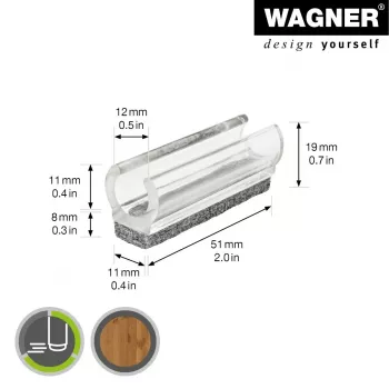 Wagner design yourself EH 0690 Clip-On Möbelgleiter, Kunststoff, 12 mm runde Beine, 4er-Pack, Weiß 15069099