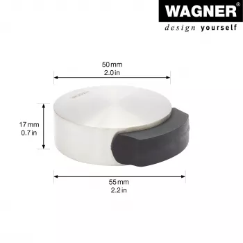 Wagner Design Yourself EH 5111 Bodenmontierter Türstopper, Zinkdruckguss mit Gummi-Ring, Satin-Nickel, 50 mm Durchmesser (15511111)