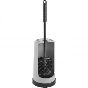 HAUG BÜRSTEN 65340RC Kunststoff-Toilettenbürstenset, grau, freistehend, geschlossener Halter, austauschbarer Bürstenkopf