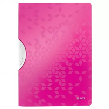 LEITZ WOW ColorClip Klemmhefter A4 Pink Metallic mit 3D-geprägter Oberfläche, hellgraues Innenleben, 1 Stück 4185-00-23