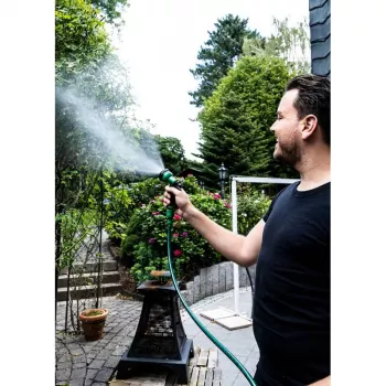 Brüder Mannesmann Mini-Schlauchset 10 m grün PVC 3/8 Zoll mit 2 Schnellkupplungen M62100