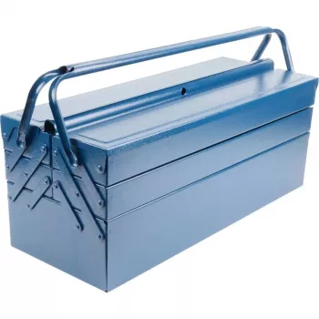 BRÜDER MANNESMANN Metall-Werkzeugkasten, Länge: 530 mm, ausziehbare Fächer, blau lackiert, 6 Fächer für Werkzeuge - 1 Stück (211-530)