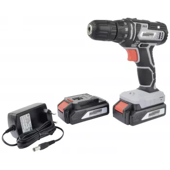 BRÜDER MANNESMANN M17690 20V Akku-Bohrschrauber mit 2x 1,5Ah Li-Ion-Akkus, 35 Nm, 0-1500 U/min, Schnellspannbohrfutter, LED-Licht, Softgrip, Koffer