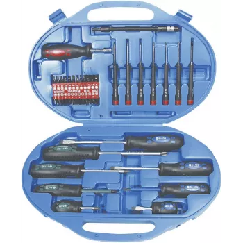 Brüder Mannesmann 11242 42-teiliges Schraubendreher-Set mit Schlitz-, Kreuz-, Pozidriv-, Torx-, Innenhex-Bits und wandmontierbarem Ständer