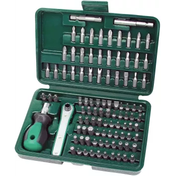 BRÜDER MANNESMANN 99-teiliges Sicherheits-Bit-Set, 95 Chrom-Vanadium-Bits, 1/4 Zoll Sechskant, Magnetischer Halter, Organizer-Etui 29899