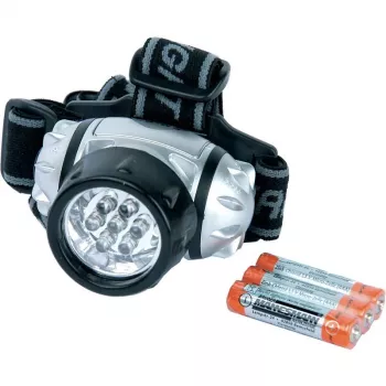 BRÜDER MANNESMANN LED-Stirnlampe, schwenkbar, mit 7 LEDs in Blisterverpackung, 3 Helligkeitsstufen: 1, 3 oder 7 LEDs, 1 Stück (M30640)