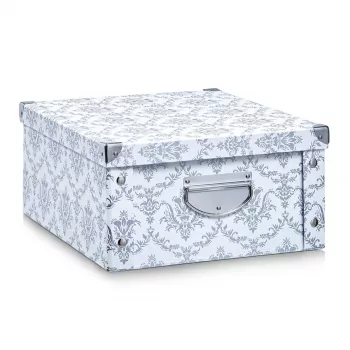 Zeller 17973 Aufbewahrungsbox Vintage, 40 x 33 x 17 cm, Pappe, weiß