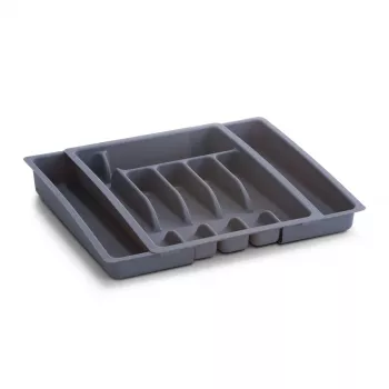 Zeller 24887 Besteckkasten, Kunststoff, Grau