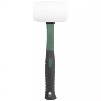 BRÜDER MANNESMANN Gummihammer 700 g, Naturkautschuk-Kopf, Fiberglasstiel Schwarz/Grün, 1 Stück (M76570)