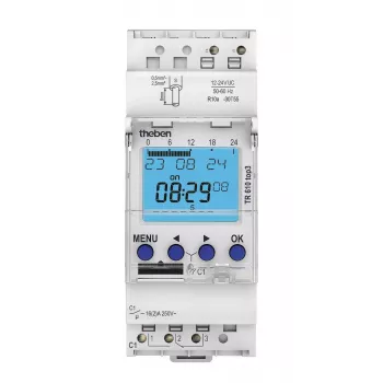 THEBEN TR 610 top3 12-24V digitale Wochenzeitschaltuhr, 1 Kanal, DIN-Schiene, 16 A 6104130