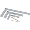 Brüder Mannesmann M81210 5-teiliges Anschlagwinkel-Set mit Anreißnadel, gehärteter Stahl, metrisch, 100 mm Lineal, 0-180° Winkelmesser, 45° Gehrungswinkel, Zentrierwinkel, Kunststoffetui 0418002