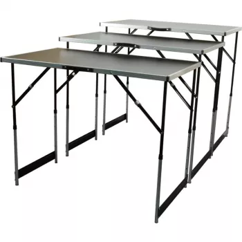 BRÜDER MANNESMANN M70113 Multifunktions-Klapptisch-Set, 3-teilig, MDF E1 Tischplatte 2,7 mm, Aluminiumrahmen, Silber/Grau