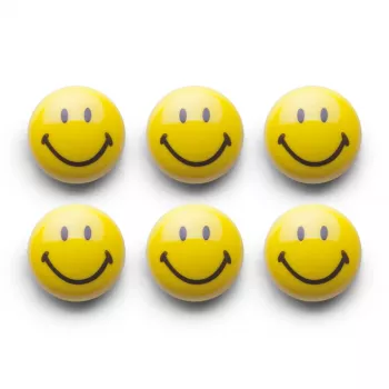 Zeller Smiley Magnet-Set 6 Stück 3 cm Gelb 11204