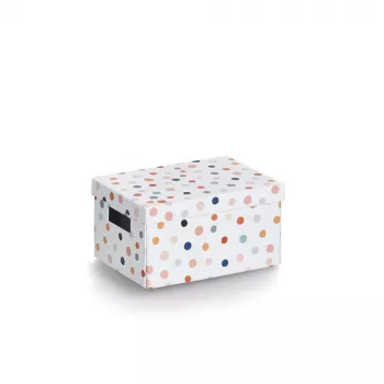 Zeller Dots Aufbewahrungsbox Weiß mit Punkten 18,0 cm x 25,0 cm 14474
