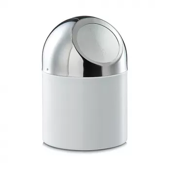 Zeller Tischabfalleimer 1,2 L Weiß mit Edelstahl-Schwingdeckel 27203