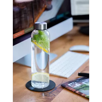 APS 0,55L Glas-Trinkflasche mit Edelstahl-Schraubverschluss 66907