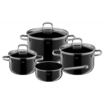 Silit Elegance Line 4-teiliges Topfset, Silargan Schwarz, für alle Herdarten, kratzfest, hitzebeständig bis 250°C 3201019232
