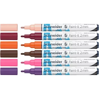 Schneider Paint-It 310 V3 Acrylmarker-Set, verschiedene Farben, 2,0 mm, 6 Stück 120197
