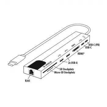 E+P USB-C Multiport-Adapter 8-in-1 MPA8 Schwarz/Silber