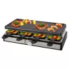 Clatronic RG 3757 Raclette-Grill, rechteckig, gerippte Grillplatte 42x21 cm, 8 Raclette-Pfännchen, 1400 W, Edelstahl/Kunststoff 263946