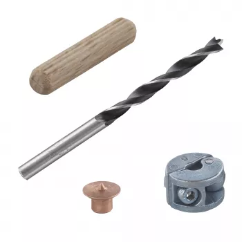 Wolfcraft 2916000 Buchenholz-Dübel-Set 6 mm, 50 geriffelte Dübel + 4 Stahldübelmarkierer