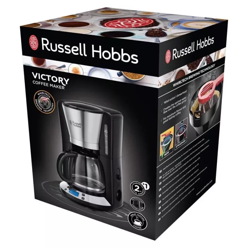 Russell Hobbs Victory Filterkaffeemaschine 24030-56, 1,25 L, 1000 W, Silber/Schwarz