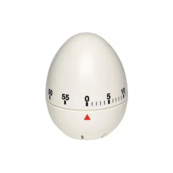 TFA DOSTMANN Eier-Küchentimer, mechanisch, weiß, 60 Minuten, Glocken-Alarm, 60 x 74 mm 38.1002