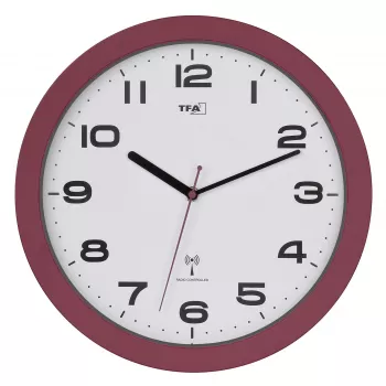 TFA Dostmann 60.3554.05 Funk-Wanduhr, Rot, 320 mm Durchmesser